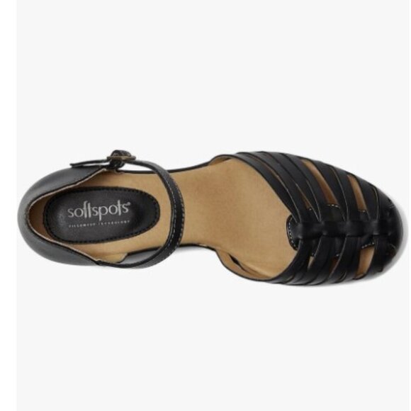 NWT COMFORTIVA SZ 9.5 Women's SoftSpots Tatianna Leather Sandal in Black - Picture 5 of 13
